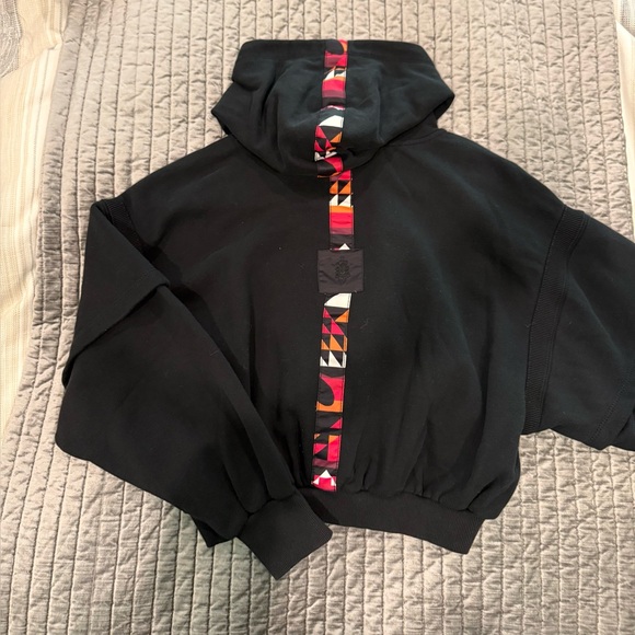 FP Movement by Free People Snow Flow Black Hoodie with Pink Geometric Accents - Picture 14 of 16